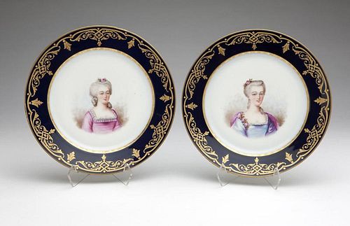 Two Sevres-style portrait plates