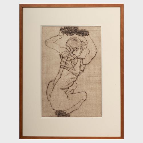 Egon Schiele (1890-1918): Kauernde (Squatting Woman), from The Graphic Work of Egon Schiele