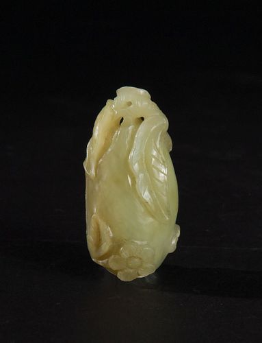 Chinese Yellow Jade Melon Carving, 19th Century