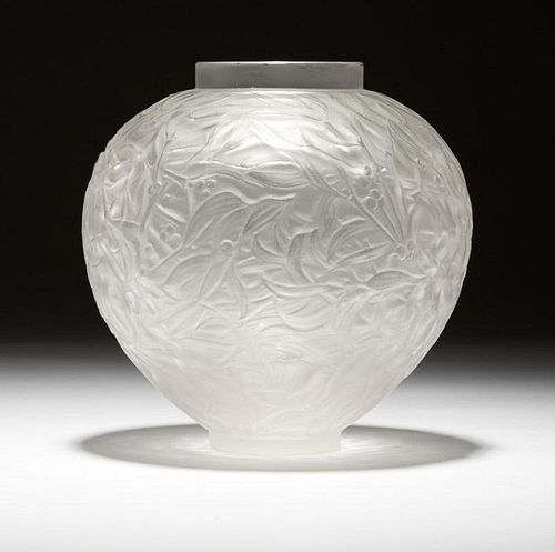 A Rene Lalique ''Gui'' art glass vase