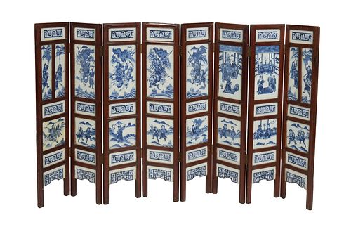 Chinese 8-Panel Screen with 19th Century Plaques