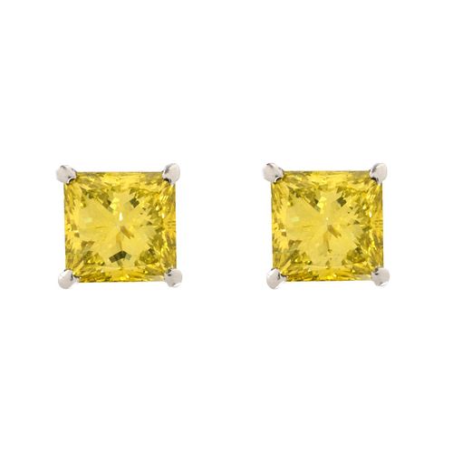 GIA Fancy Vivid Yellow Diamond Ear Studs