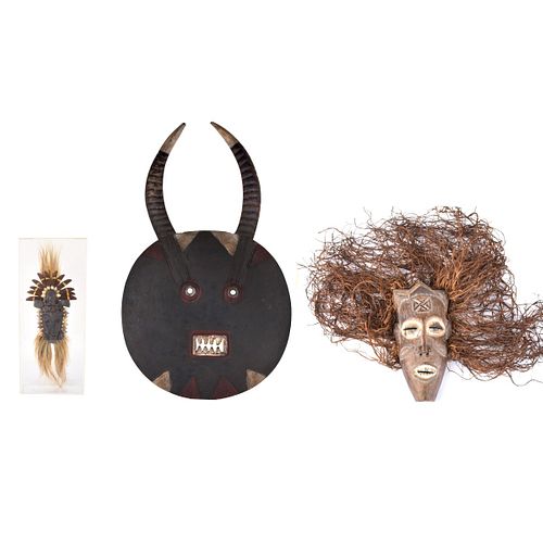 Three (3) African Carved Wood Masks