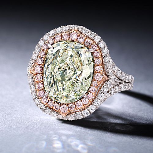 4.51-Carat Fancy Yellowish Green Diamond Ring