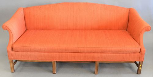 Two-piece lot to include Chippendale-style upholstered sofa, lg. 76" along with upholstered arm chair.