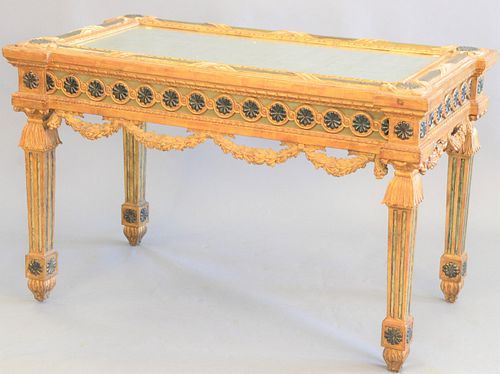 Baroque style center table with inset mirror top, ht. 31", top 27" x 49".