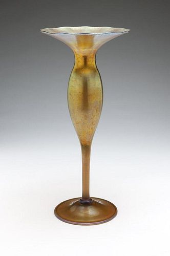 A Steuben gold Aurene trumpet vase