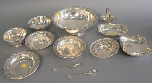 Sterling silver lot to include 10 dishes and bowls, 43.6 t.oz. .