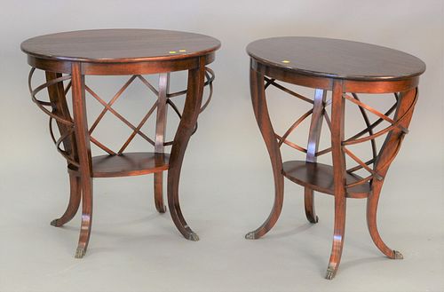 Pair of contemporary mahogany bedside tables, ht. 28", wd. 27", Estate of Marilyn Ware Strasburg, PA.