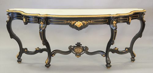Louis XV style marble top server with gilt metal mounts, ht. 35", lg. 87", dp. 23".