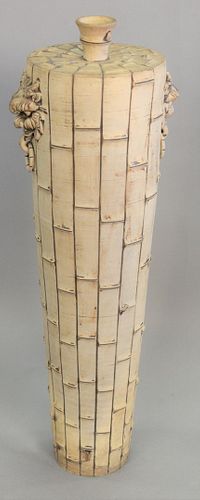 Contemporary earthenware vase, oriental style. ht. 41".