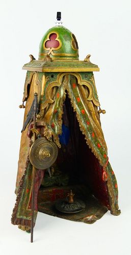 Vtg AUSTRIAN POLYCHROME BRONZE ORIENTALIST LAMP