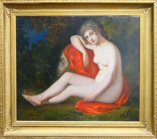 REMBRANDT PEALE (USA 1778-1860) NUDE STUDY OIL