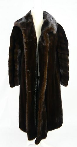 FULL LENGTH BROWN MINK COAT WITH BELT UNION