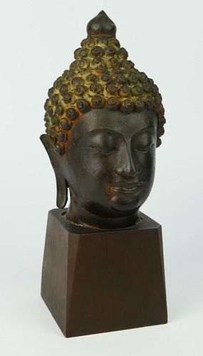 16th - 19th C CHINESE BRONZE BUDDHA HEAD SCULPTURE