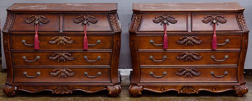 Mahogany Stained Bombe Bachelor Chests