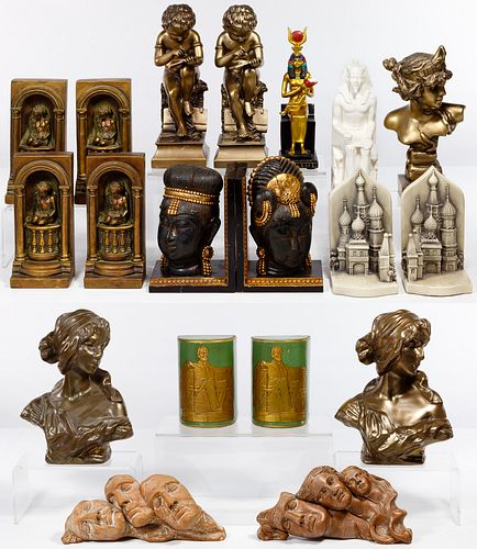 Decorative Bookend and Object Assortment