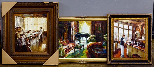 Interior Scene Oil on Canvas Assortment