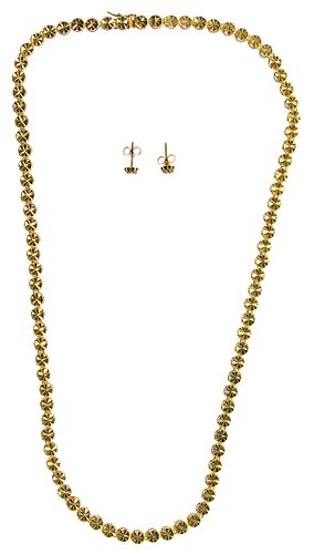 14k Gold Necklace and Earring Set