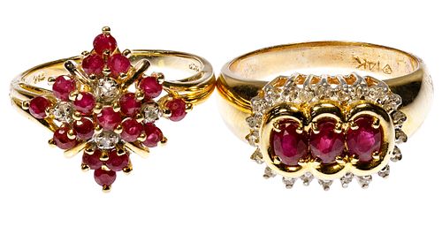 14k Gold, Ruby and Diamond Rings