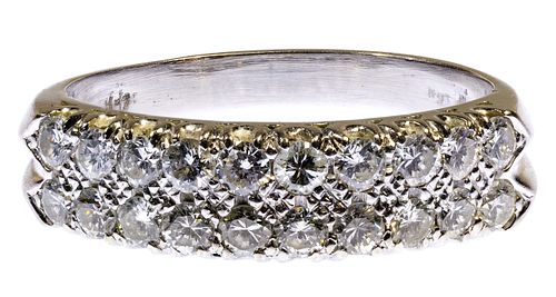 14k White Gold and Diamond Band Ring