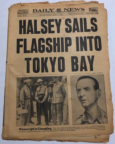 1945 Newspaper Edition WWII/ Halsey sails into Tokyo