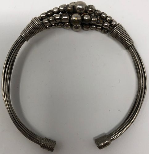 Beaded Silver Wire Bracelet