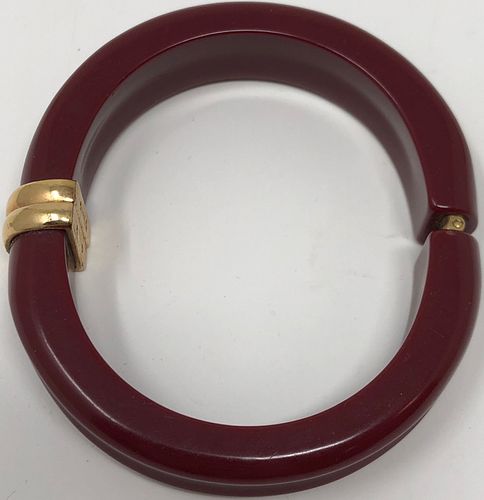 Vintage Avon Burgundy Plastic Hinged Bangle Bracelet