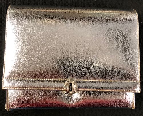 Silver Leather Small Evening Bag