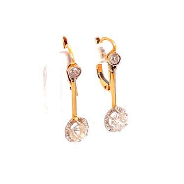 Diamonds, Platinum & 18k Gold Drop Earrings