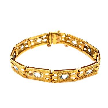 Victorian 18k Gold Aquamarine Bracelet