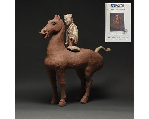 LARGE CHINESE HAN DYNASTY HORSE AND RIDER - TL TESTED