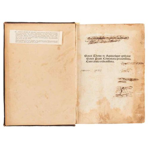 Incunable. Aquino, Sancti Thome. Fuper Epiftolas Sancti Pauli Comentaria Preclariffima. Cum tabula ordinaria. Venetia, 1498.