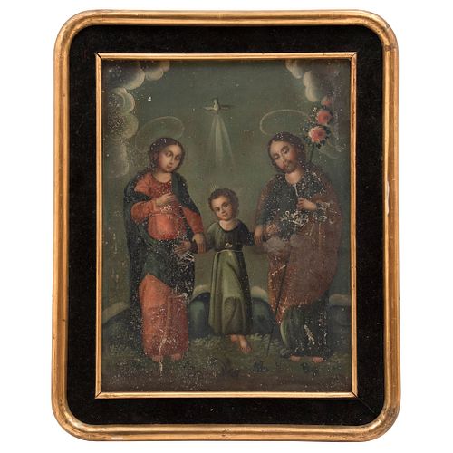 Sacred Family, Mexico, 19th century, Oil on sheet