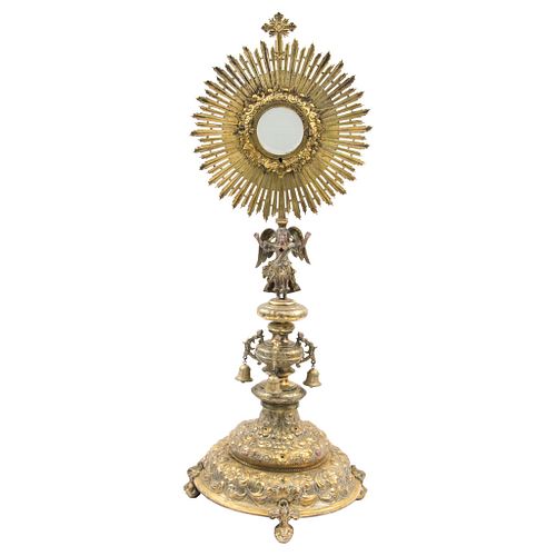 Monstrance, Mexico, 18th century, Gilded, polychrome silver