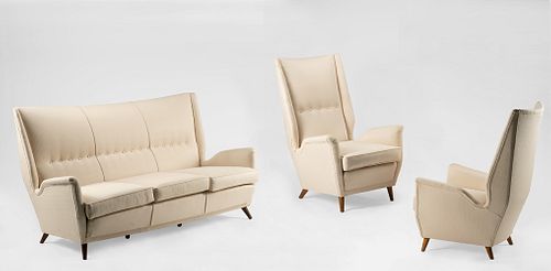 Gio Ponti (1891-1979)  - Pair of armchairs and sofa "ISA", 1940 ca.