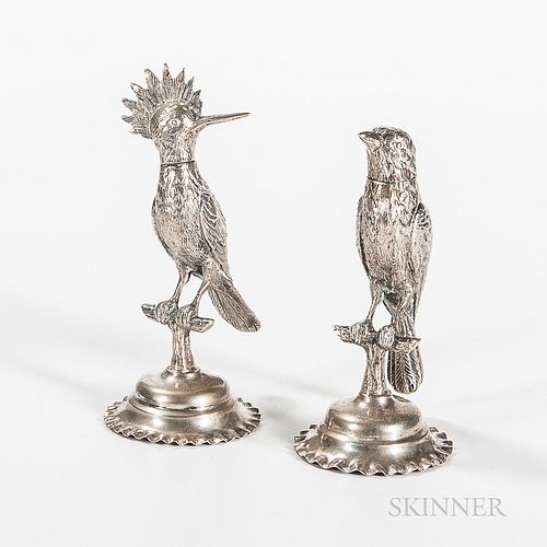 Two German .800 Silver Bird-form Shakers