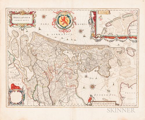 Willem Janszoon Blaeu (Dutch, 1571-1638)      Hollandia Comitatus  : Map of the Netherlands, c. 1640