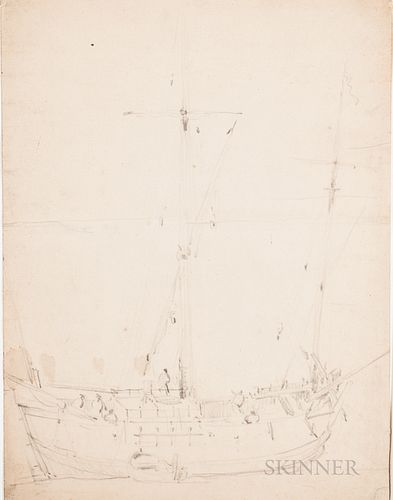 Attributed to Willem van de Velde the Younger (Dutch, 1633-1707)      Sketch of a Fishing Vessel