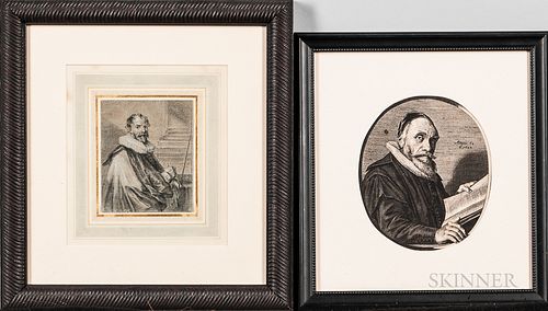 Flemish, Dutch, and British Schools, 17th Century Four Small Portraits of Men on Paper: School of Anthony van Dyck (Flemish, 1599-1641)