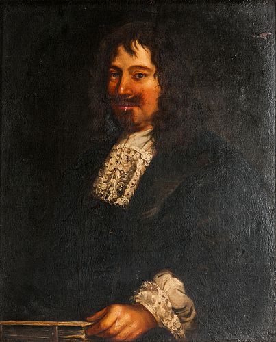 Dutch School, 17th Century      Portrait of a Man with a Lace Collar, Holding a Book