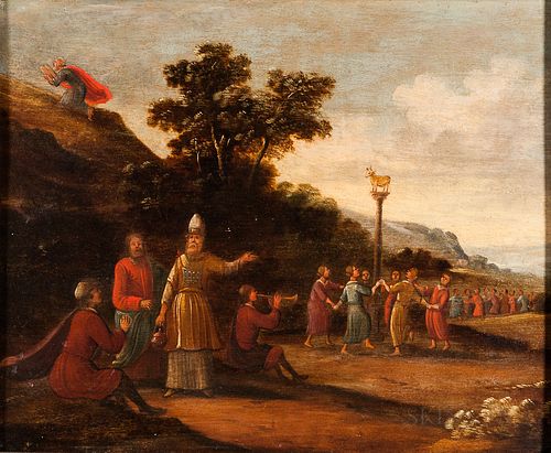 Dutch School, 17th/18th Century      Moses Receives the Tablets While the People Dance Around the Golden Calf