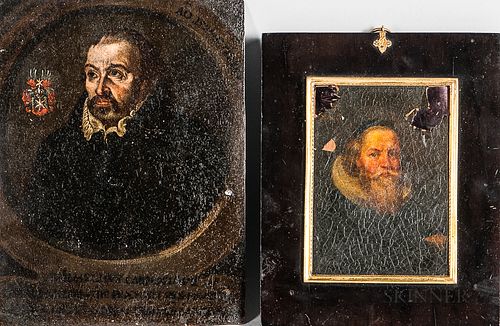 Dutch or German School, 16th/17th Century Style      Two Small Portraits of Men: Man with a Reddish Beard and White Ruff