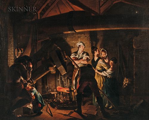 Johan Herman Faber (Flemish, 1734-1800) After Joseph Wright of Derby (British 1734-1797)      Copy After An Iron Forge