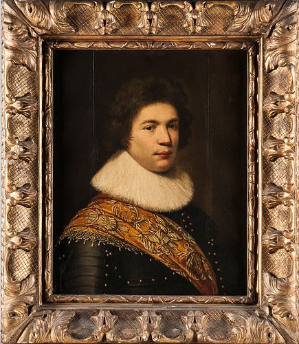 School of Michiel Jansz. van Miereveld (Flemish, 1567-1641)      Bust-length Portrait of a Man in a Ruff Collar, Armor, and Sash