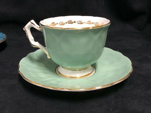 Aynsley fine bone china soft green Cup and saucer Made in England.