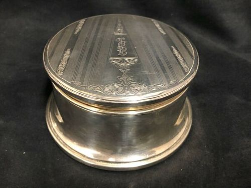 Birks Large  Round Sterling silver Jewelery Box C.1930's
