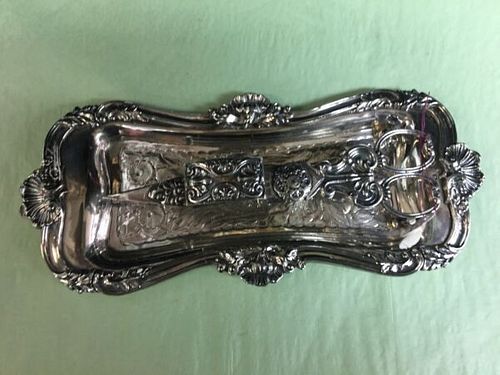 OLD SHEFFIELD PLATE SNUFFER TRAY AND WICK TRIMMER - J.GILBERT 1812