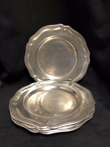  5 BEAUTIFUL ANTIQUE PEWTER PLATES  11.5"