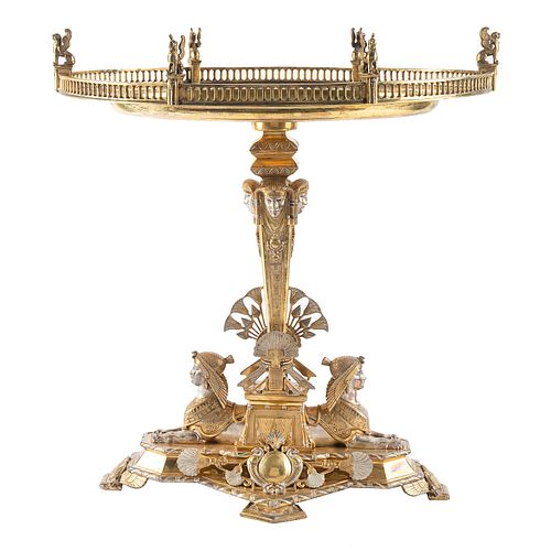 A RUSSIAN GILT SILVER CENTERPIECE, SIGNED SAZIKOV, ST. PETERSBURG, 1851